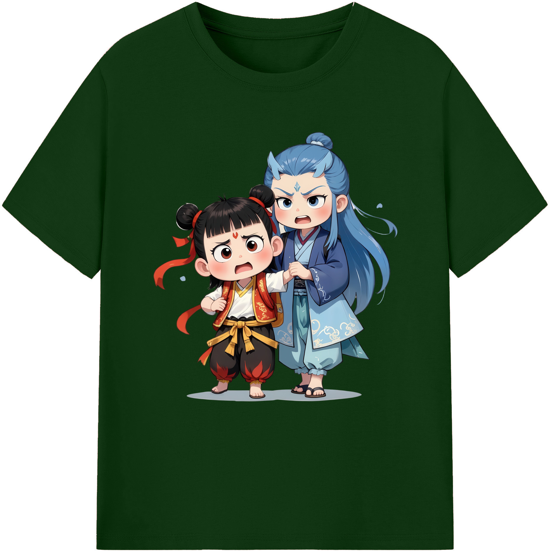 （画像用） Ne Zha 2 ナタ 魔童の大暴れ 綿100％半袖Tシャツ（フロントプリント）